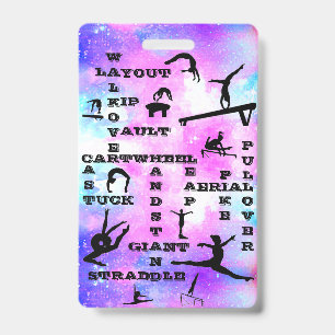 Filles Gymnastique Compétences Mots-croisés Badge