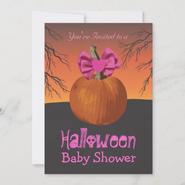 Filles Halloween Baby Shower Invitations (Devant)