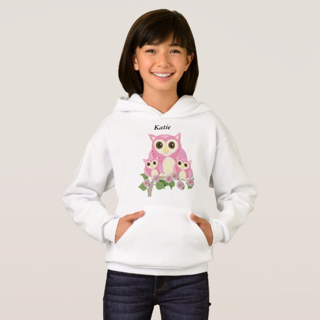 Filles hiboux roses modifiables (Devant entier)
