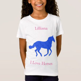 Filles "I Love Horses" Royal Blue Horse T-Shirt