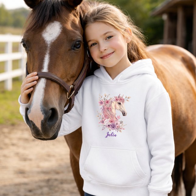 Filles Jolis Poneys Floral Pastel Cheval (Créateur téléchargé)