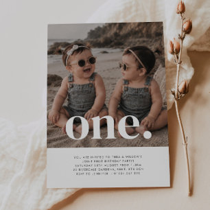 Filles Jumelles - Une - Photo Invitation 1er Anniv