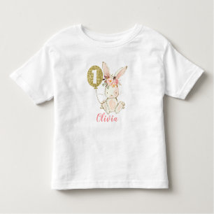 Filles Lapin Floral Premier T-shirt Anniversaire