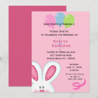 Filles Lapin Lapin Anniversaire Invitation