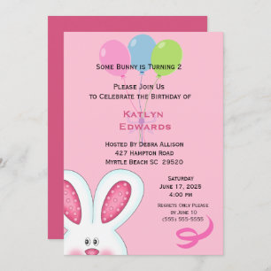 Filles Lapin Lapin Anniversaire Invitation