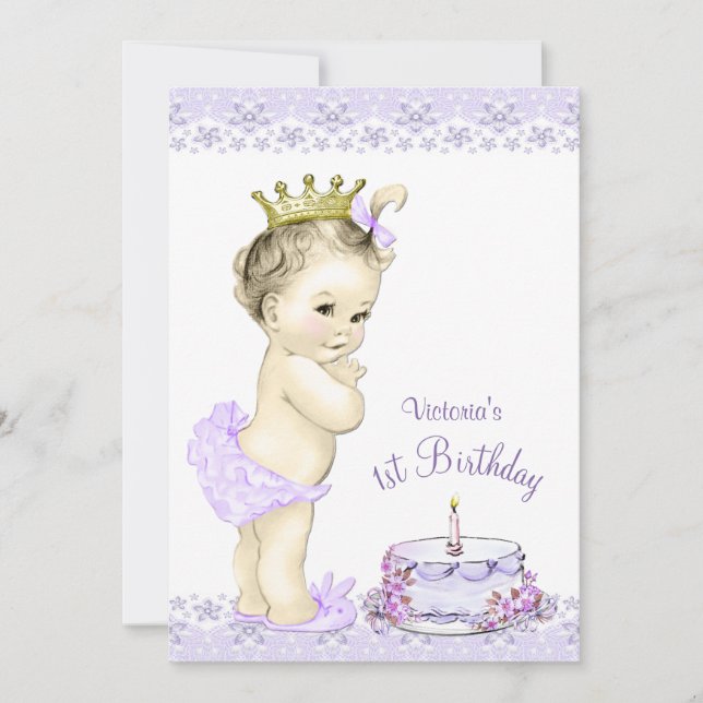 Filles Lavender Invitations d'anniversaire (Devant)
