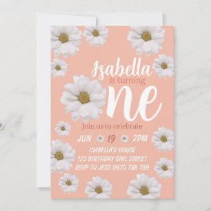 Filles marguerite première invitation anniversaire