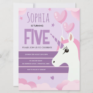 Filles Mignon Licorne Violette Anniversaire Enfant