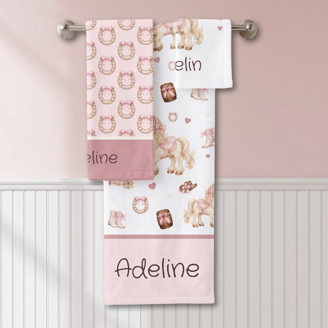 Filles Mignon Rose Western Cheval Nom Enfants Bain (Créateur téléchargé)