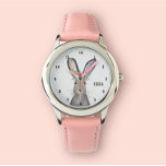 Filles mignonnes Lapin Rose Lapin Lapin Animal Enf<br><div class="desc">Mignon,  filles,  floral,  lapin lapin lapin lapin,  montre d'aquarelle d'animal boisé. Fille,  Parfait pour les enfants. Personnalisez-le avec le nom de votre enfant.</div>