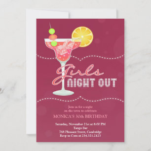 Filles Night Out Anniversaire Fête Invitation