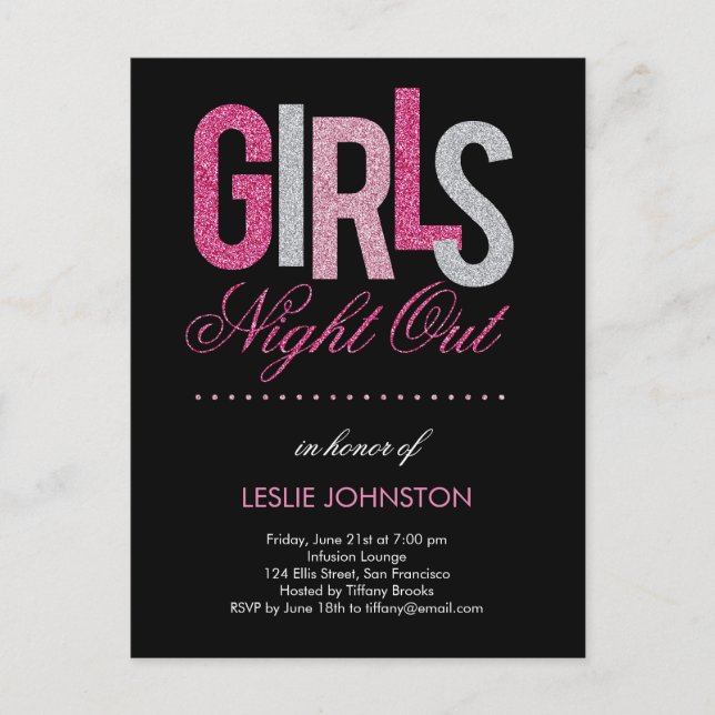 Filles Night Out Bachelorette Invitation (Devant)