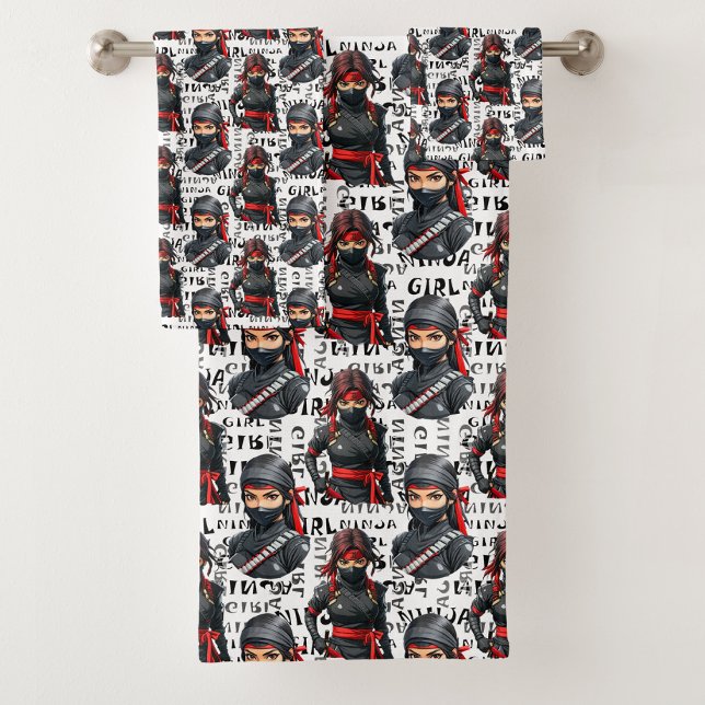Filles Ninja Anime avec motif de texte Design (Créateur téléchargé)