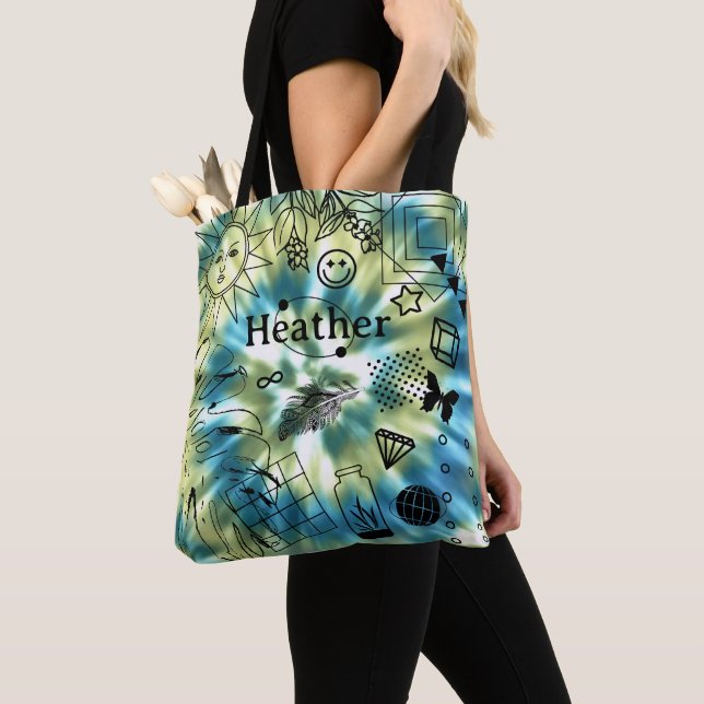 Filles Nom personnalisé Boho Tie Dye Sac fourre-to (De près)