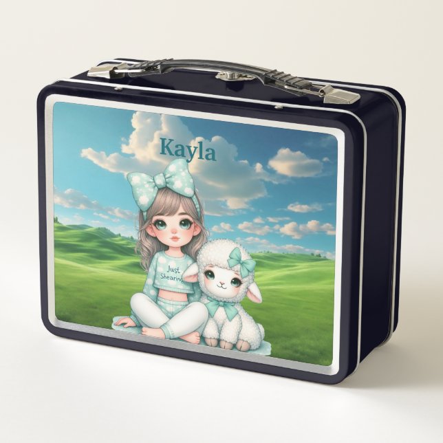 Filles Nom personnalisé Métal Lunchbox (Dos)