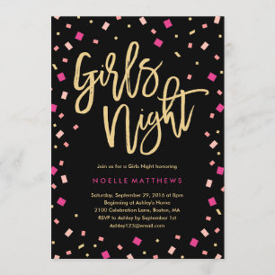 Filles Nuit Confetti Bachelorette Invitation