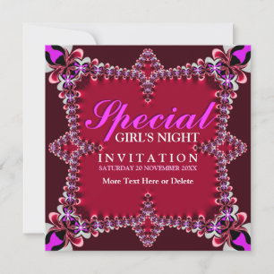 Filles Nuit Rouge Hot rose Fête Invitation