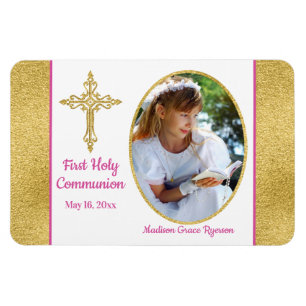 Filles Or Blanc rose Saint Communion Magnet photo