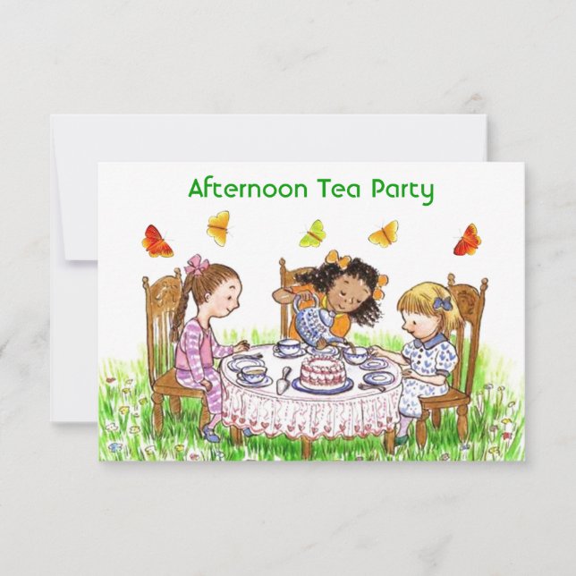 Filles & Papillons Tea Party Garden Invitations (Devant)