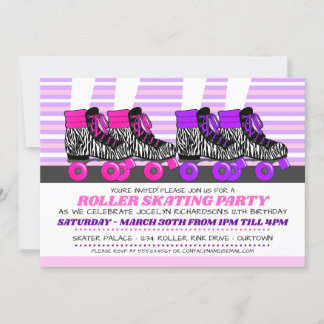 Filles Patinage Fête Anniversaire Invitations