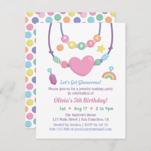 Filles perles et bijoux faire des invitations fête