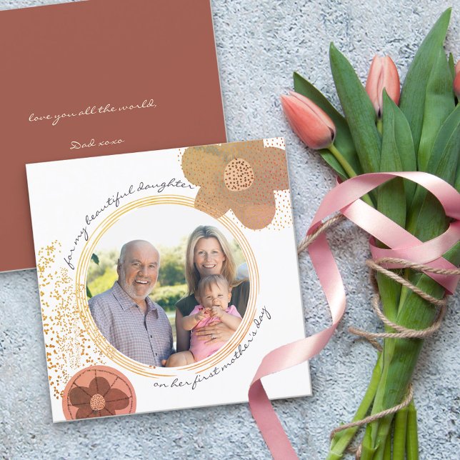 Filles Première Fête des mères Photo Fleur moderne (Créateur téléchargé)