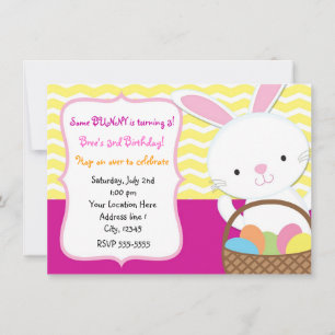 Filles Printemps Lapin de Pâques Invitation lapin