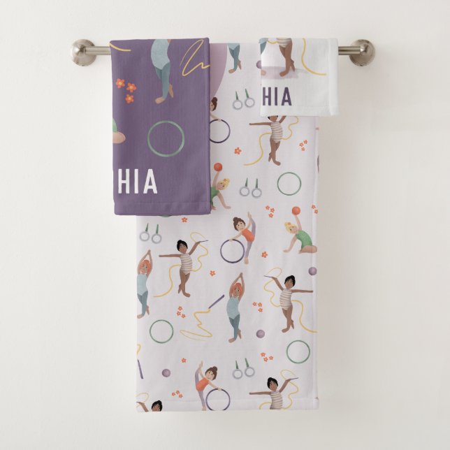 Filles Purple Gymnastique Motif Monogramme Enfants (En situation)
