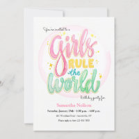 Filles Règle Anniversaire Fête Invitation