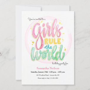 Filles Règle Anniversaire Fête Invitation