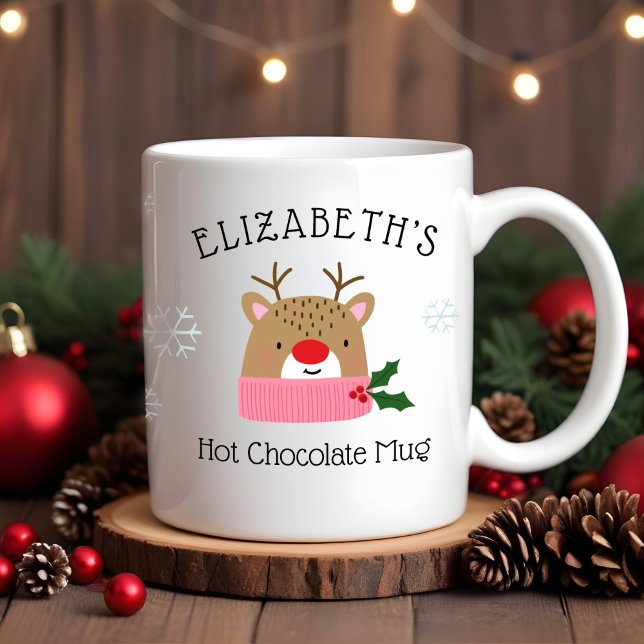 Filles Reindeer Personnalisé Chocolat Chaud Mug (Créateur téléchargé)