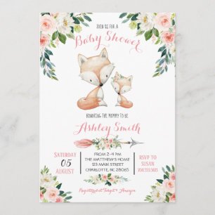 Filles Renard des bois Bébé Douche Invitations