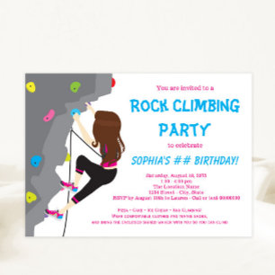 Filles Rock Escalade Anniversaire Invitations