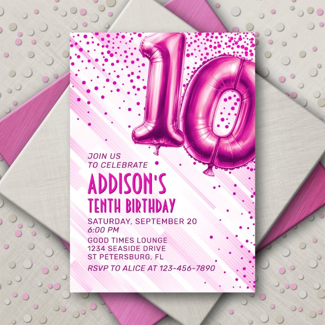 Filles rose 10e anniversaire Invitation (Créateur téléchargé)