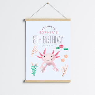 Filles rose Kawaii Axolotl Affiche de bienvenue d'
