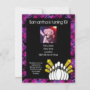 Filles roses Photo Bowling Party Invitation