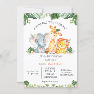 Filles Safari verdure Baby shower Invitation