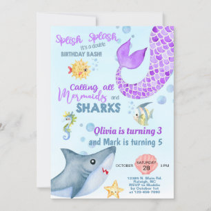 Filles sirène et invitation d'anniversaire de requ