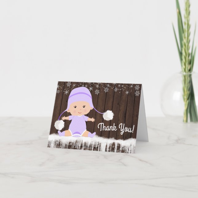 Filles Snowflake Baby shower d'hiver Merci Cartes (Devant)