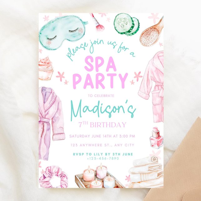 Filles Spa Anniversaire, Invitation Anniversaire S (Créateur téléchargé)