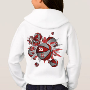 filles sports rouge gris basket-ball et étoiles