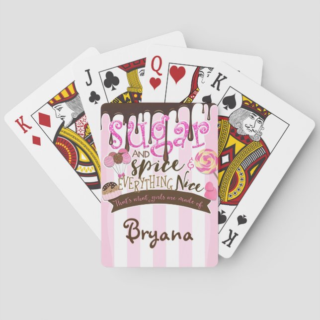 Filles Sugar & Spice Personnalisées Cartes de Jeu  (dos)
