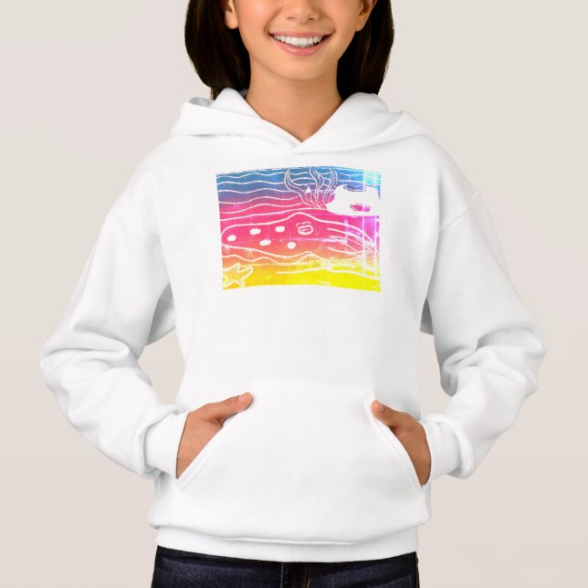Filles Sweat - shirt à capuche de repoussage Rainb (Devant)