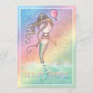 Filles Sweet Mermaid Invitations de fête d'anniver
