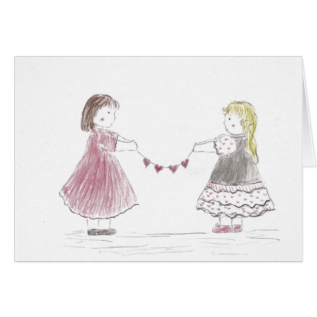 Filles tenant la chaîne de coeur (Devant horizontal)