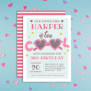 Filles trop Cool Invitation de fête d'anniversaire