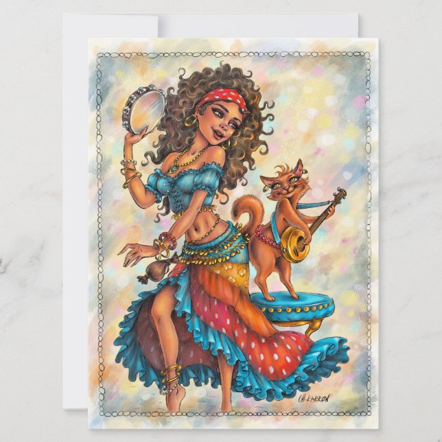 Filles tziganes Bohemian Chat Street Dancer Carte  (Devant)