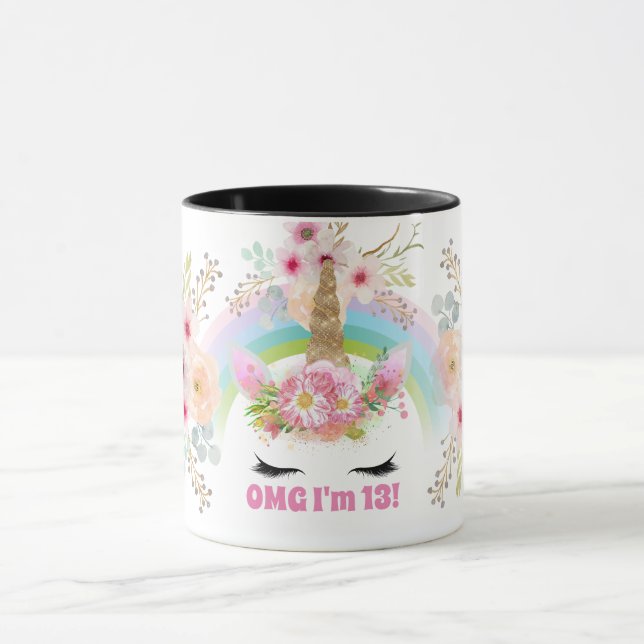 Filles UNICORN 13e Anniversaire Mug Personnalisabl (Centre)