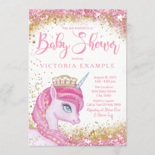Filles Unicorn Baby Shower Invitations