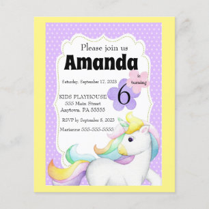 Filles Unicorn Invitation Anniversaire